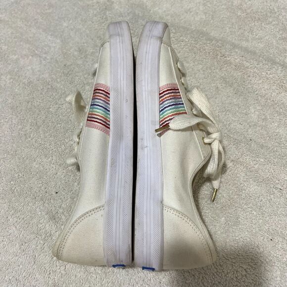 Keds Womens White Kickstart Rainbow Webbing Stripe Sneakers Size 11 Dream Foam - Picture 4 of 13